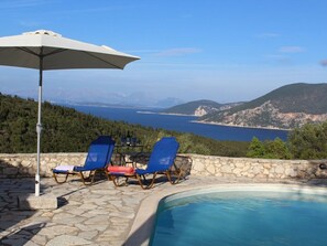 Outdoor pool - Exceptional sea views from this delightful villa nestled into the hillside. (Katsarata)