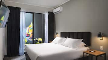 In-room safe, desk, laptop workspace, blackout curtains