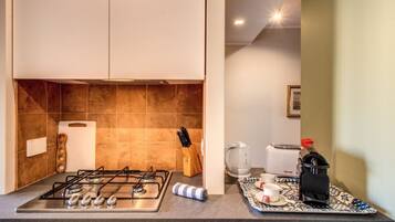 Apartamento, 1 habitación | Cocina privada | Frigorífico, microondas, horno y placa de cocina