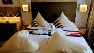 Desk, free WiFi, bed sheets