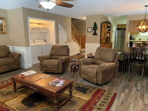 Televisión, chimenea y reproductor de DVD 