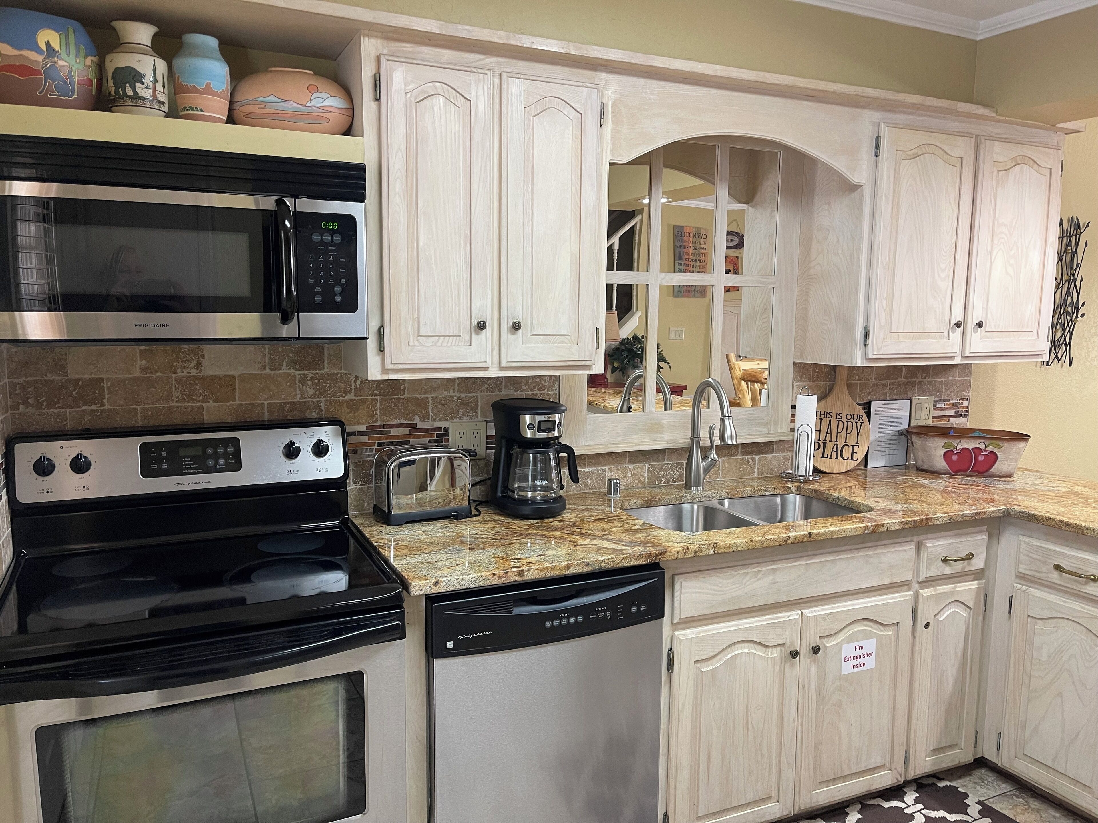 Oven, stovetop, dishwasher, coffee/tea maker