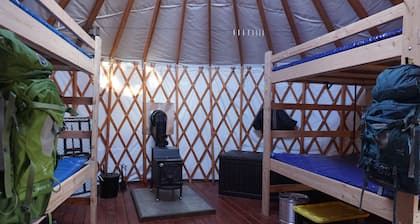 Snowshoe or ski and relax by a warm wood stove while playing games!
