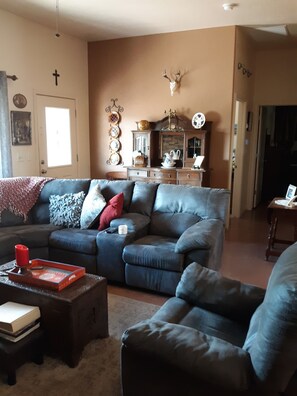 Smart TV, lareira, livros