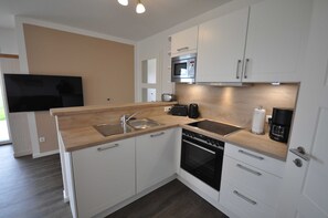 Fridge, microwave, oven, dishwasher