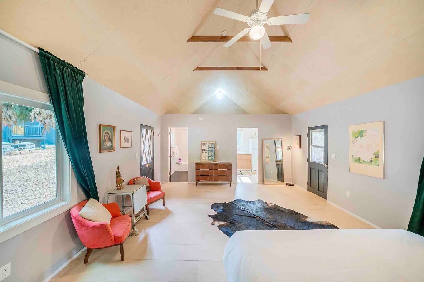 1 bedroom, desk, iron/ironing board, travel crib