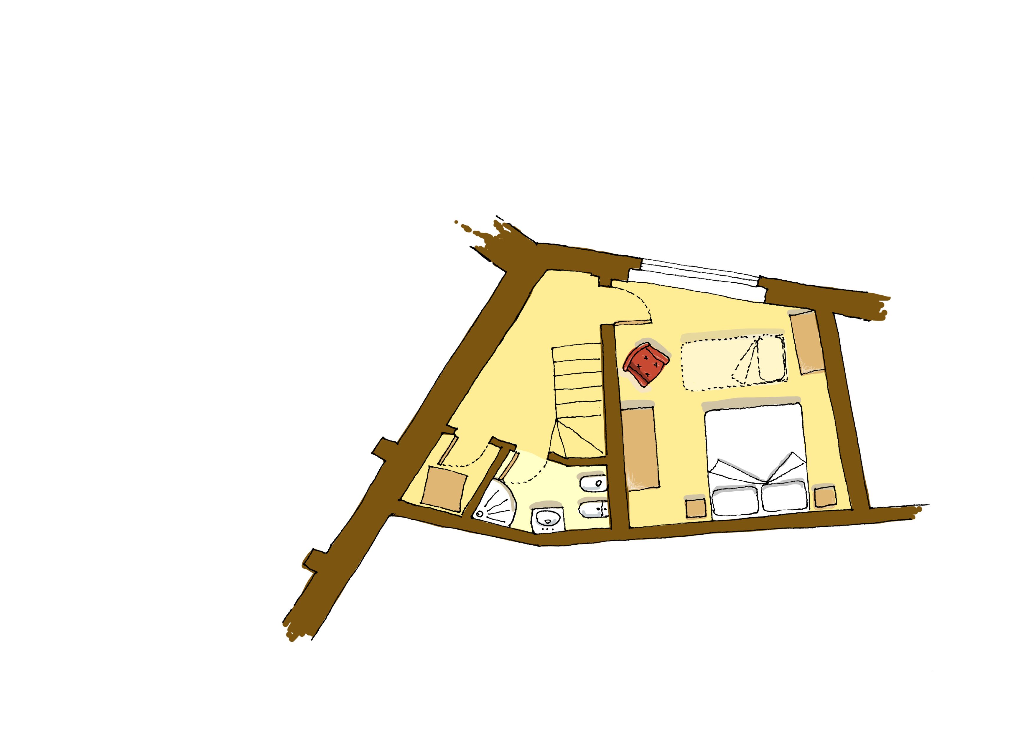 Una habitación con cama, ventana y una mesita.