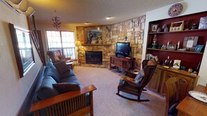TV, fireplace, DVD player