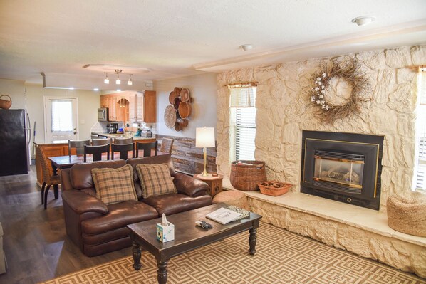 Fireplace, DVD player