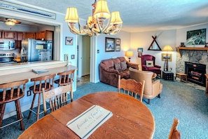 TV, fireplace, DVD player