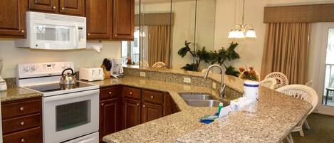 Fridge, microwave, stovetop, dishwasher