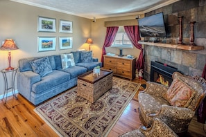 Fernseher, Kamin, DVD-Player