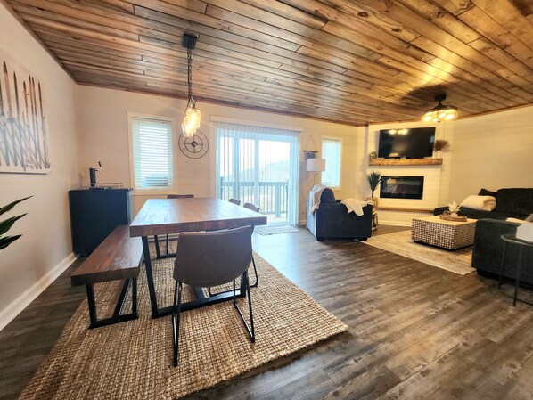 TV, fireplace, DVD player