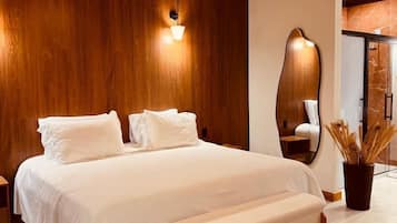 Een minibar, gratis wifi, beddengoed