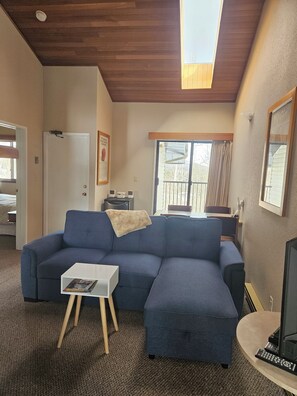 TV, fireplace, DVD player, stereo