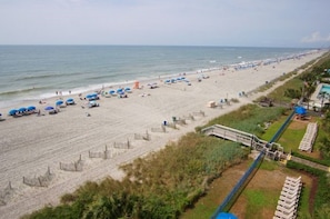 On the beach, beach umbrellas