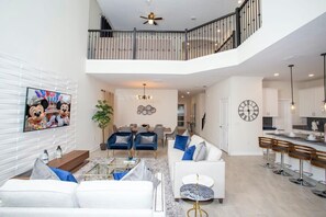 TV, video game console, DVD player, books