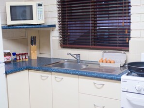 Fridge, microwave, oven, electric kettle