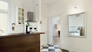 Leilighet | Eget kjøkken | Espressomaskin, kaffetrakter/tekoker, kjøleskap og mikrobølgeovn