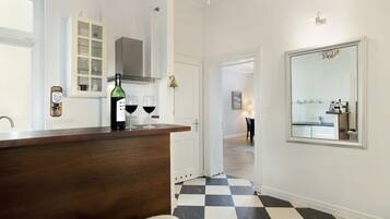 Apartment | Private kitchen | Fridge, microwave, oven, stovetop