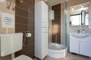 Villa, Private Pool | Bathroom | Shower, hair dryer, towels, soap