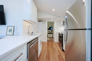 Fridge, microwave, coffee/tea maker, toaster