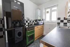 Fridge, microwave, oven, toaster