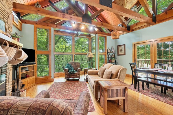 TV, fireplace, DVD player - Hot Tub☎Whirlpool☎Sleeps 9☎Seasonal Pool☎Spacious -  Tree House (Townsend)