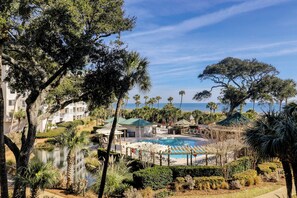 A heated pool - Ocean front second floor villa with a spacious living and dining area! (Hilton Head Island)