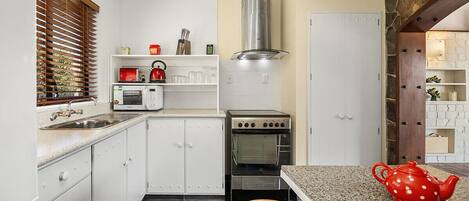 Fridge, microwave, oven, toaster