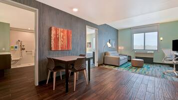 Suite, 1 King Bed, Accessible (Roll-In Shower) | Living area | 42-inch LCD TV with satellite channels, TV, Netflix