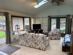 TV, books, stereo, computer monitors