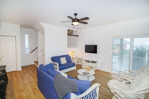 TV - Beachfront ocean view home pet-friendly w/ private beach access & balcony (Surfside Beach)