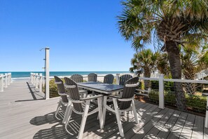 Outdoor dining - Oceanfront 7BR Home w/ Beach Access & Stunning Ocean Views (Garden City)