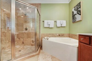Bathtub, free toiletries, towels, soap - Walk to Beach 6BR Home w/ Private Pool & Ocean Views (Garden City Beach)