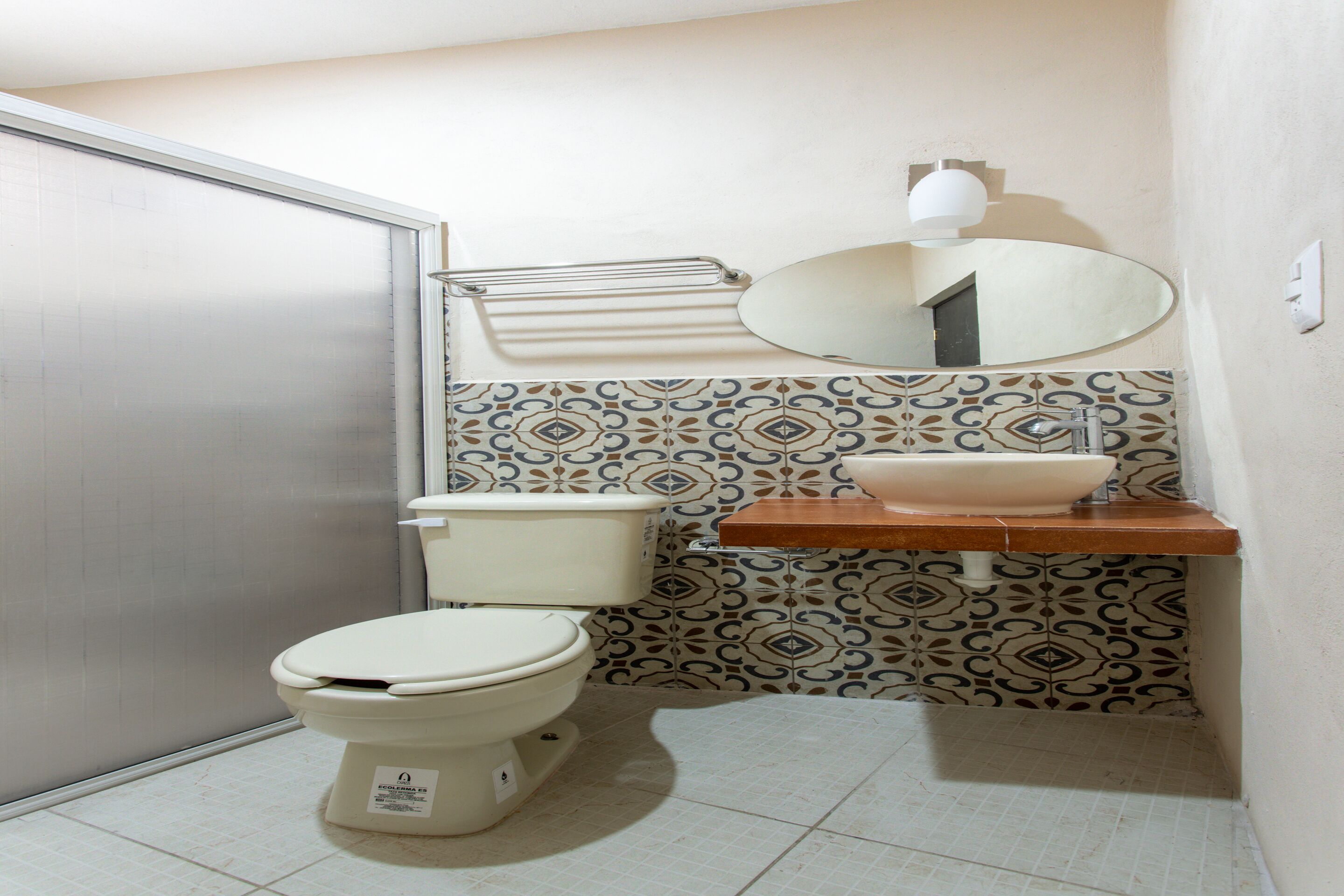 standard room | bathroom | shower, hair dryer, towels, soap