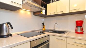 Fridge, microwave, stovetop, dishwasher