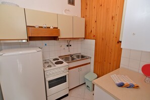 Fridge, oven, stovetop, coffee/tea maker