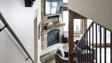 TV, fireplace, video games, DVD player