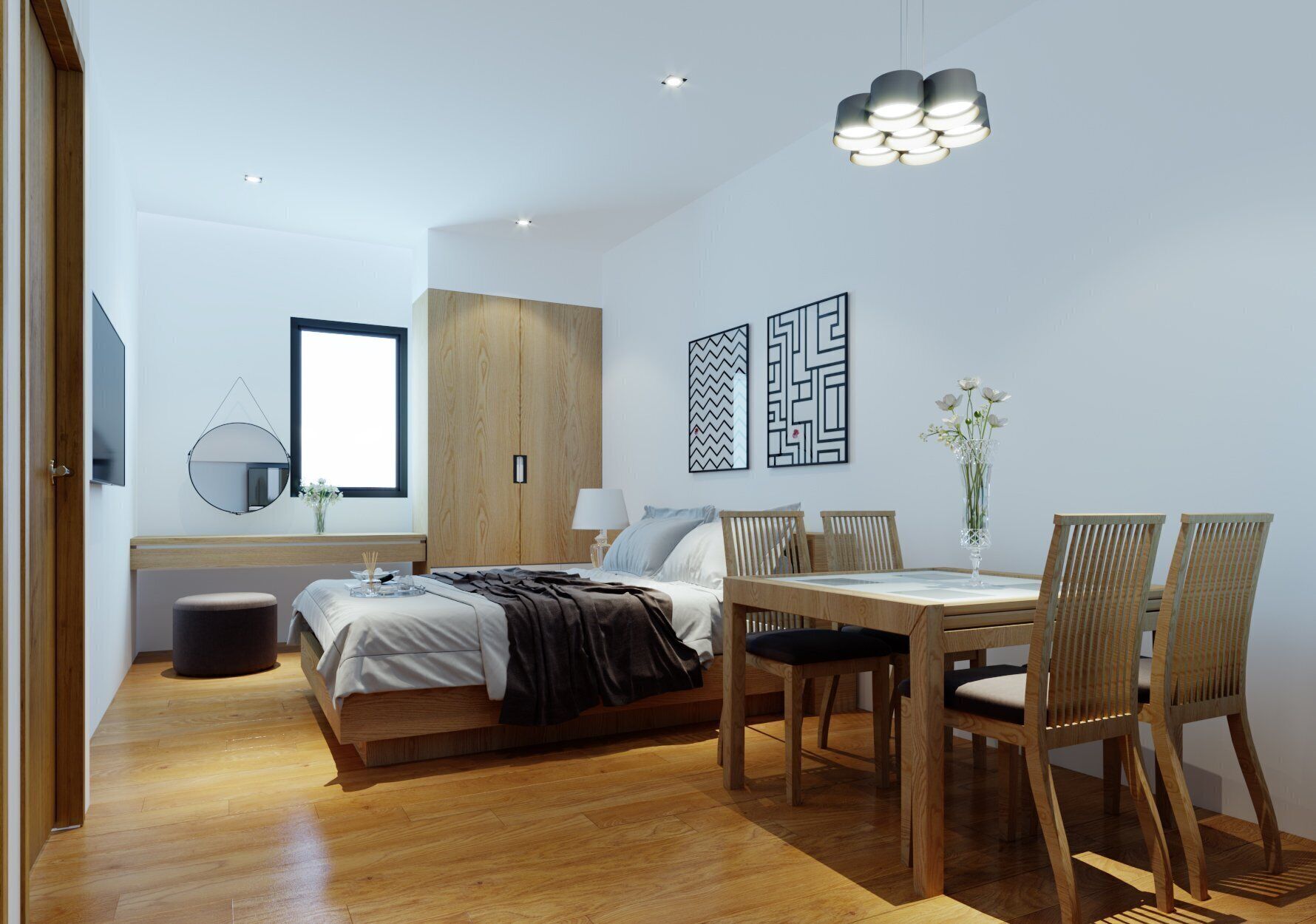 Estúdio, 1 cama King (Seabreeze Windows) | Roupas de cama premium, camas Select Comfort, cofres nos quartos