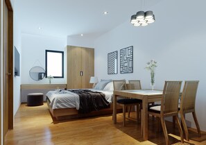 Studio King bed Seabreeze Windows | Premium bedding, Select Comfort beds, in-room safe, desk - Mango Mango Hotel & Apartment (Da Nang)