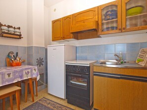 Fridge, oven, stovetop, coffee/tea maker