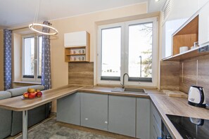 Appartement, 2 slaapkamers | Privékeuken | Een koelkast, een oven, een kookplaat, een vaatwasser