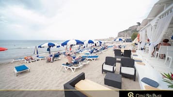 Private beach nearby, white sand, sun-loungers, beach umbrellas