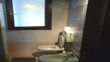 Hair dryer, soap, toilet paper