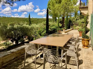 Outdoor dining - Spacious Mediterranean Bastide in a green setting. Pool & Spa (Clermont-l'Hérault)