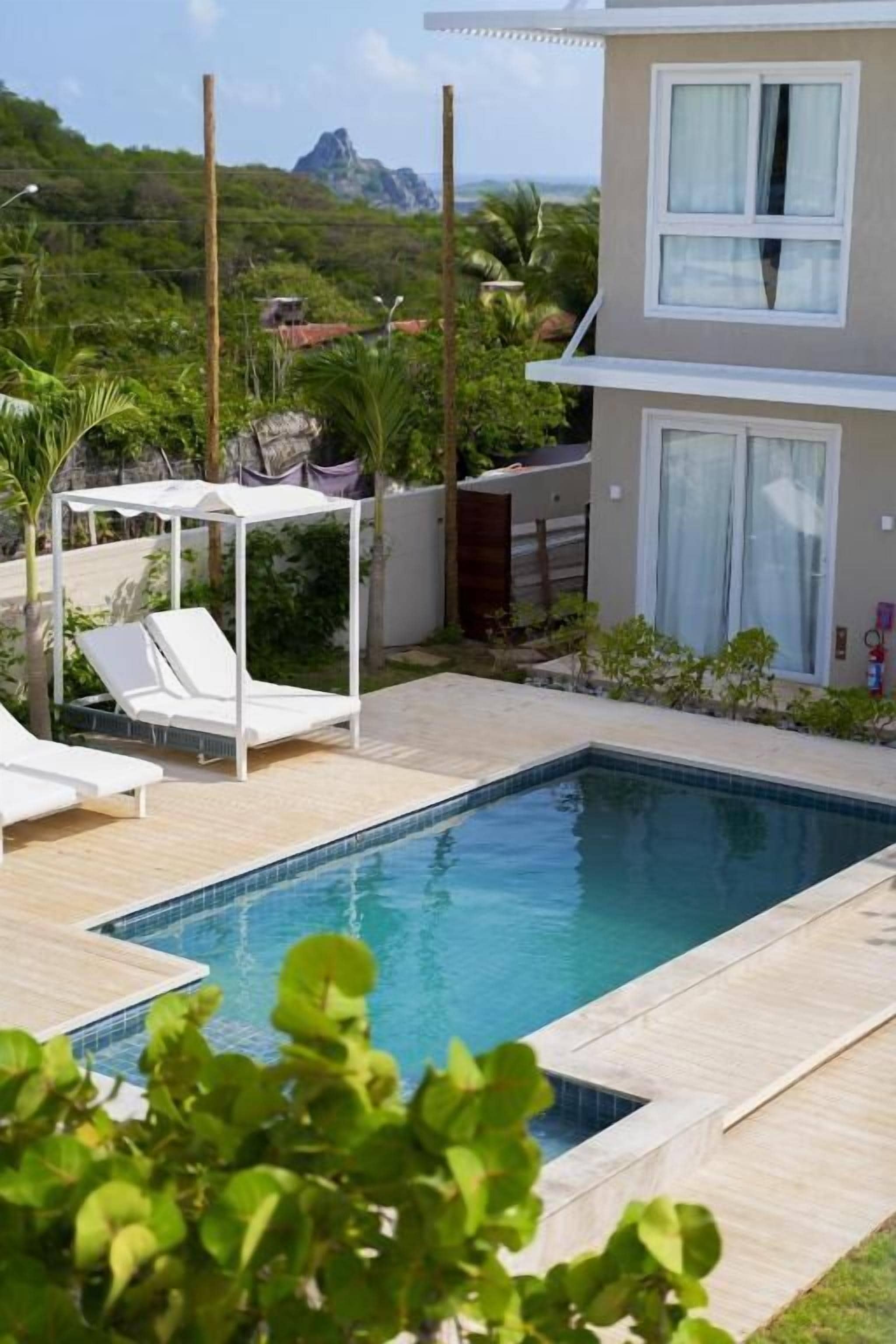 Outdoor pool, pool loungers