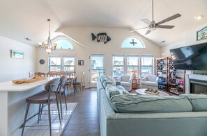 TV, video game console, books, stereo