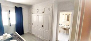 Combined shower/bathtub, hair dryer, towels