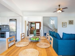 Villa | Private kitchen | Fridge, microwave, oven, stovetop